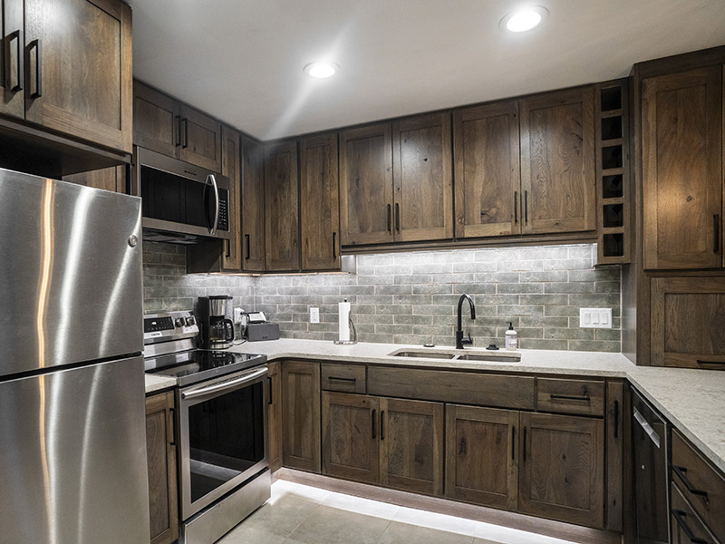 Complete Kitchen Remodel Featuring; Custom Cabinets, Quartz Countertops, Tile Backsplash, Porcelain Tile Floors